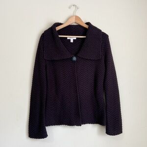 JM Collection Charcoal Textured Sweater Cardigan